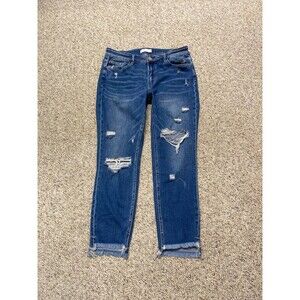 VERVET BY FLYING MONKEY Blue Distressed Ankle Jeans